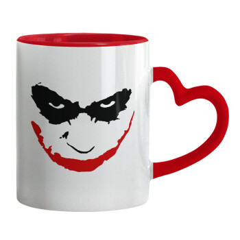 The joker smile, Mug heart red handle, ceramic, 330ml
