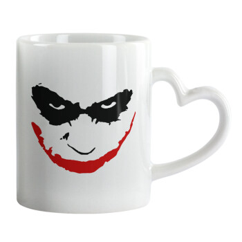 The joker smile, Mug heart handle, ceramic, 330ml