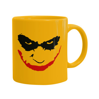 The joker smile, Ceramic coffee mug yellow, 330ml (1pcs)