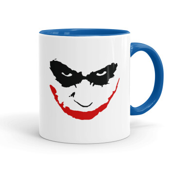 The joker smile, Mug colored blue, ceramic, 330ml