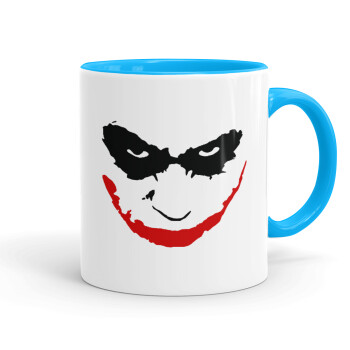 The joker smile, Mug colored light blue, ceramic, 330ml