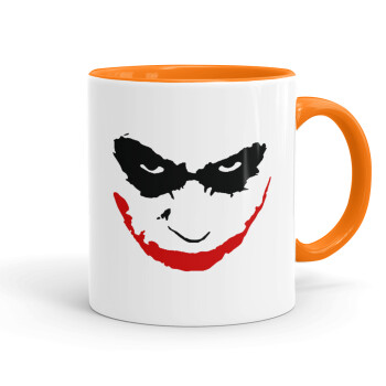 The joker smile, Mug colored orange, ceramic, 330ml