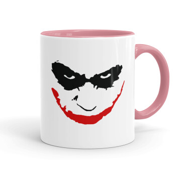 The joker smile, Mug colored pink, ceramic, 330ml