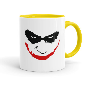 The joker smile, Mug colored yellow, ceramic, 330ml