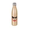 Glitter gold stainless steel thermos bottle, double-walled, 500ml