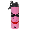 Metallic water bottle with safety lid, 850ml aluminum