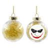 Transparent Christmas tree ball ornament with gold filling 8cm