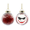 Transparent Christmas tree ball ornament with red filling 8cm
