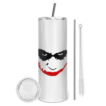 The joker smile, Eco friendly ποτήρι θερμό (tumbler) από ανοξείδωτο ατσάλι 600ml, με μεταλλικό καλαμάκι & βούρτσα καθαρισμού