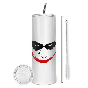 The joker smile, Tumbler ποτήρι θερμό από ανοξείδωτο ατσάλι 600ml, με μεταλλικό καλαμάκι & βούρτσα καθαρισμού