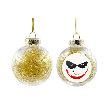 The joker smile, Χριστουγεννιάτικη μπάλα δένδρου διάφανη με χρυσό γέμισμα 8cm