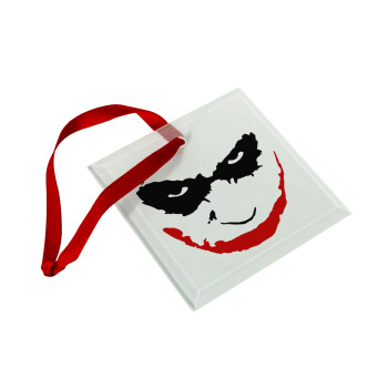 The joker smile, Στολίδι Χριστουγεννιάτικο στολίδι γυάλινο τετράγωνο 9x9cm