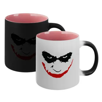 The joker smile, Κούπα Μαγική εσωτερικό ΡΟΖ, κεραμική 330ml που αλλάζει χρώμα με το ζεστό ρόφημα