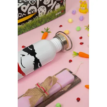 The joker smile, Πασχαλινή Λαμπάδα με παγούρι μεταλλικό (620ml, stainless steel) & κερί αρωματικό πλακέ (30cm) (ΡΟΖ)