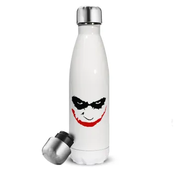 The joker smile, Μεταλλικό παγούρι θερμός Λευκό (Stainless steel), διπλού τοιχώματος, 500ml