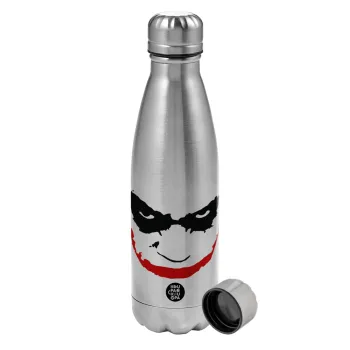 The joker smile, Metallic water bottle, stainless steel, 750ml