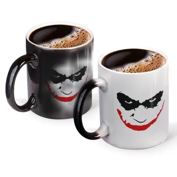 The joker smile, Color changing magic Mug, ceramic, 330ml when adding hot liquid inside, the black colour desappears (1 pcs)