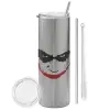 Tumbler stainless steel Silver 600ml, with metal straw & cleaning brush