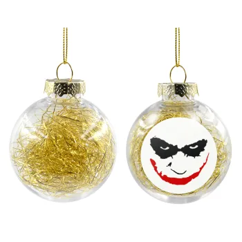 The joker smile, Στολίδι Χριστουγεννιάτικη μπάλα δένδρου διάφανη με χρυσό γέμισμα 8cm