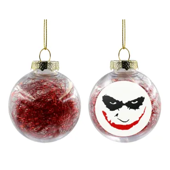 The joker smile, Transparent Christmas tree ball ornament with red filling 8cm