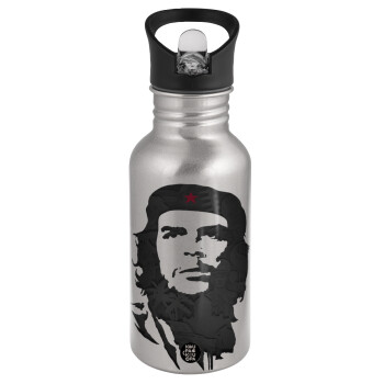 Che Guevara, Water bottle Silver with straw, stainless steel 500ml