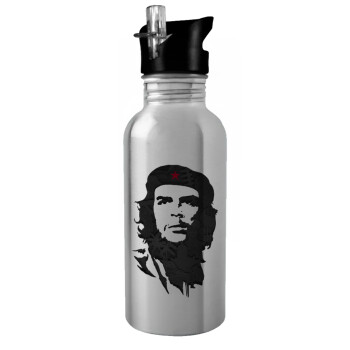 Che Guevara, Παγούρι νερού Ασημένιο με καλαμάκι, ανοξείδωτο ατσάλι 600ml