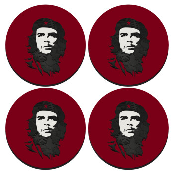 Che Guevara, ΣΕΤ 4 Σουβέρ ξύλινα στρογγυλά (9cm)