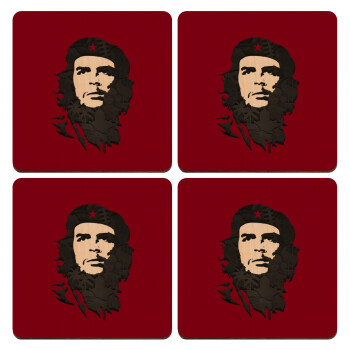 Che Guevara, ΣΕΤ x4 Σουβέρ ξύλινα τετράγωνα plywood (9cm)