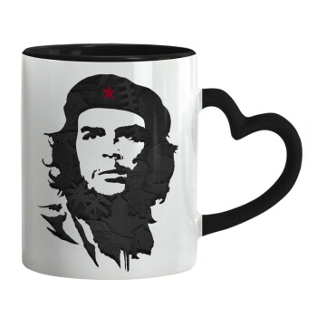 Che Guevara, Κούπα καρδιά χερούλι μαύρη, κεραμική, 330ml