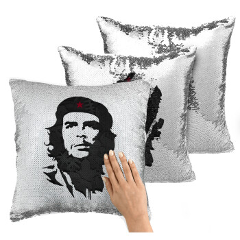 Che Guevara, Μαξιλάρι καναπέ Μαγικό Ασημένιο με πούλιες 40x40cm περιέχεται το γέμισμα