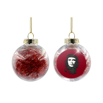 Che Guevara, Χριστουγεννιάτικη μπάλα δένδρου διάφανη με κόκκινο γέμισμα 8cm