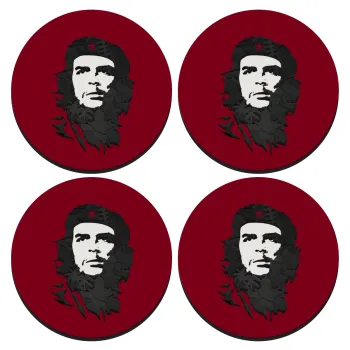 Che Guevara, ΣΕΤ 4 Σουβέρ ξύλινα στρογγυλά (9cm)