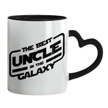 The Best UNCLE in the Galaxy, Mug heart black handle, ceramic, 330ml