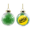 Στολίδι Χριστουγεννιάτικη μπάλα δένδρου διάφανη με πράσινο γέμισμα 8cm