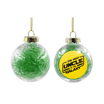The Best UNCLE in the Galaxy, Transparent Christmas tree ball ornament with green filling 8cm