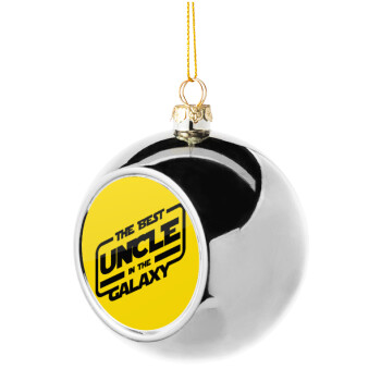 The Best UNCLE in the Galaxy, Silver 8cm Christmas tree ball ornament