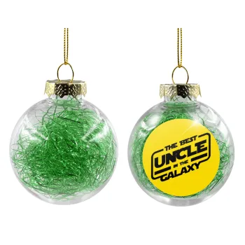 The Best UNCLE in the Galaxy, Transparent Christmas tree ball ornament with green filling 8cm