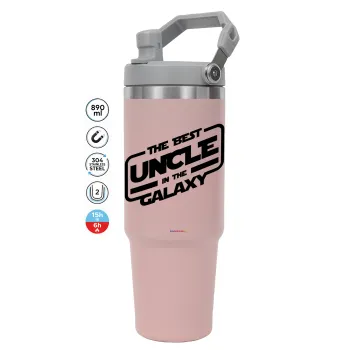The Best UNCLE in the Galaxy, Pink color, 890ml (30oz) stainless Steel Tumbler with Handle