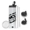 Travel Tumbler 2 Lids, with metal straw & cleaning brush (Stainless steel 304 Food grade, BPA free, 600ml)