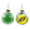 Transparent Christmas tree ball ornament with green filling 8cm