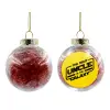 Transparent Christmas tree ball ornament with red filling 8cm