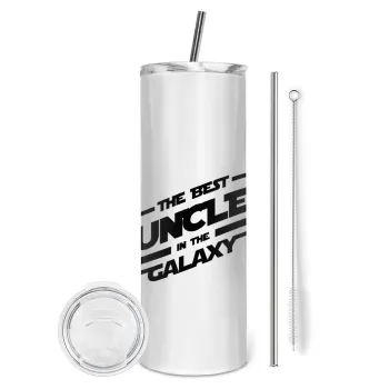 The Best UNCLE in the Galaxy, Tumbler ποτήρι θερμό από ανοξείδωτο ατσάλι 600ml, με μεταλλικό καλαμάκι & βούρτσα καθαρισμού