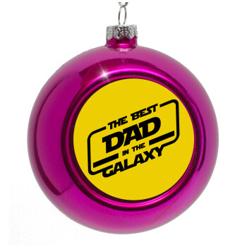 The Best DAD in the Galaxy, Purple Christmas tree ornament bauble 8cm