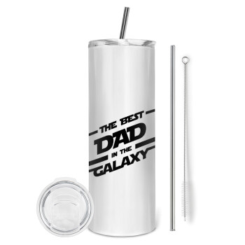 The Best DAD in the Galaxy, Eco friendly stainless steel tumbler 600ml, with metal straw & cleaning brush