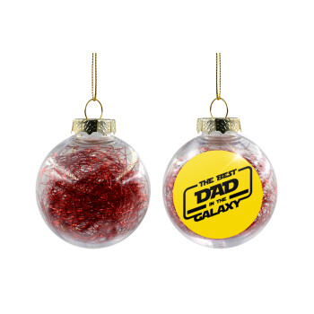 The Best DAD in the Galaxy, Transparent Christmas tree ball ornament with red filling 8cm