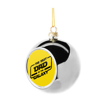 The Best DAD in the Galaxy, Silver 8cm Christmas tree ball ornament