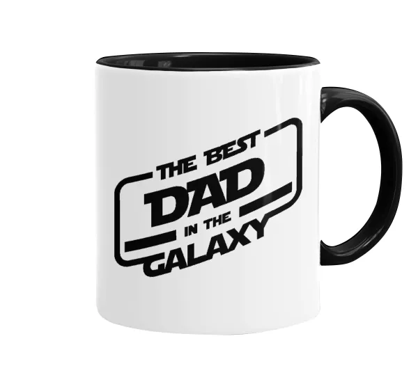 The Best DAD in the Galaxy — Κούπα χρωματιστή μαύρη, κεραμική, 330ml