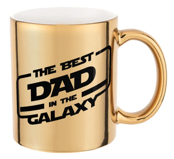 The Best DAD in the Galaxy — Κούπα κεραμική, χρυσή καθρέπτης, 330ml