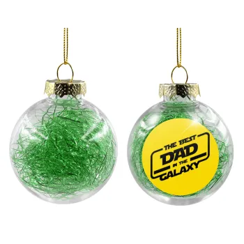 The Best DAD in the Galaxy, Transparent Christmas tree ball ornament with green filling 8cm
