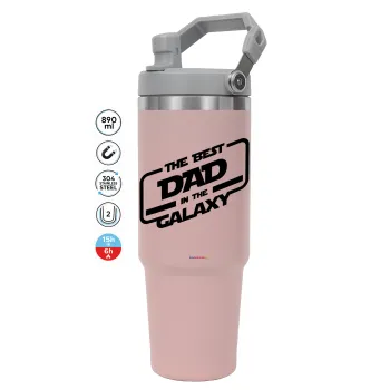 The Best DAD in the Galaxy, Pink color, 890ml (30oz) stainless Steel Tumbler with Handle